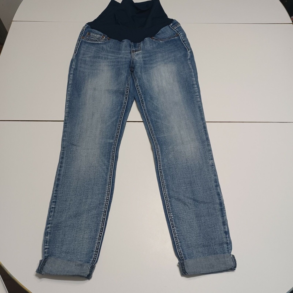 Jessica Simpson Women Slim Skinny Jean Stretch Whiskered Medium Wash Maternity M